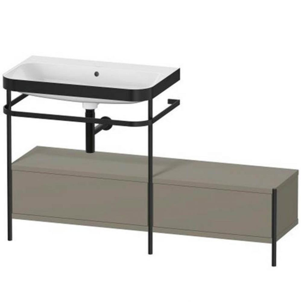 Happy D.2 Plus C-Bonded Vanity Kit with Sink and Metal Console Stone Gray