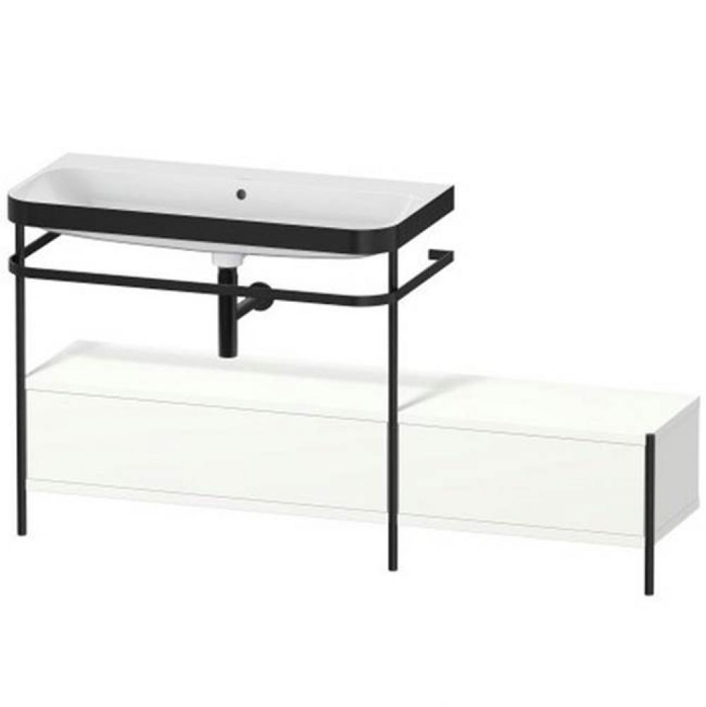 Happy D.2 Plus C-Bonded Vanity Kit with Sink and Metal Console White