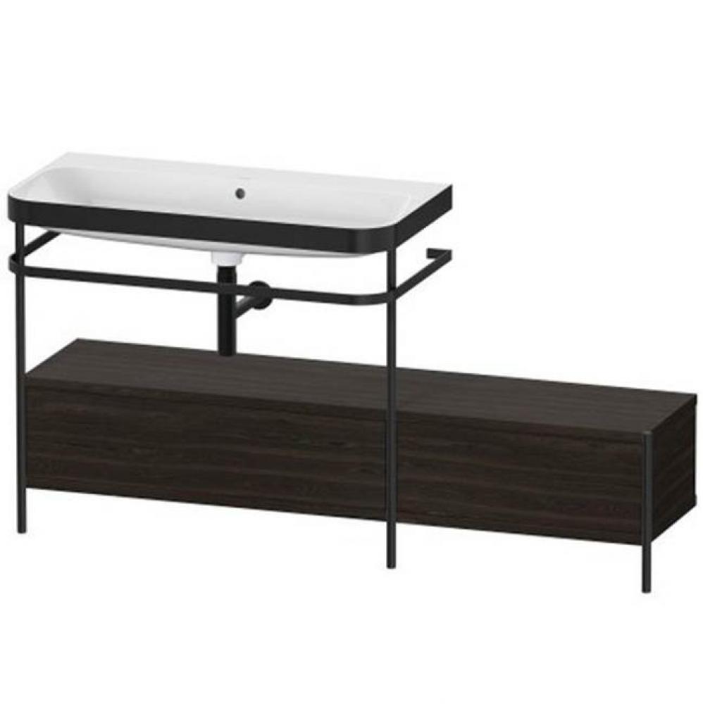 Happy D.2 Plus C-Bonded Vanity Kit with Sink and Metal Console Walnut Brushed