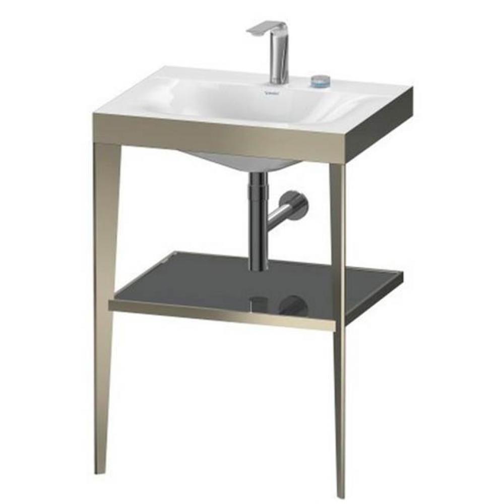 Duravit XViu C-Bonded Vanity Kit with Sink and Metal Console Flannel Gray|Champagne