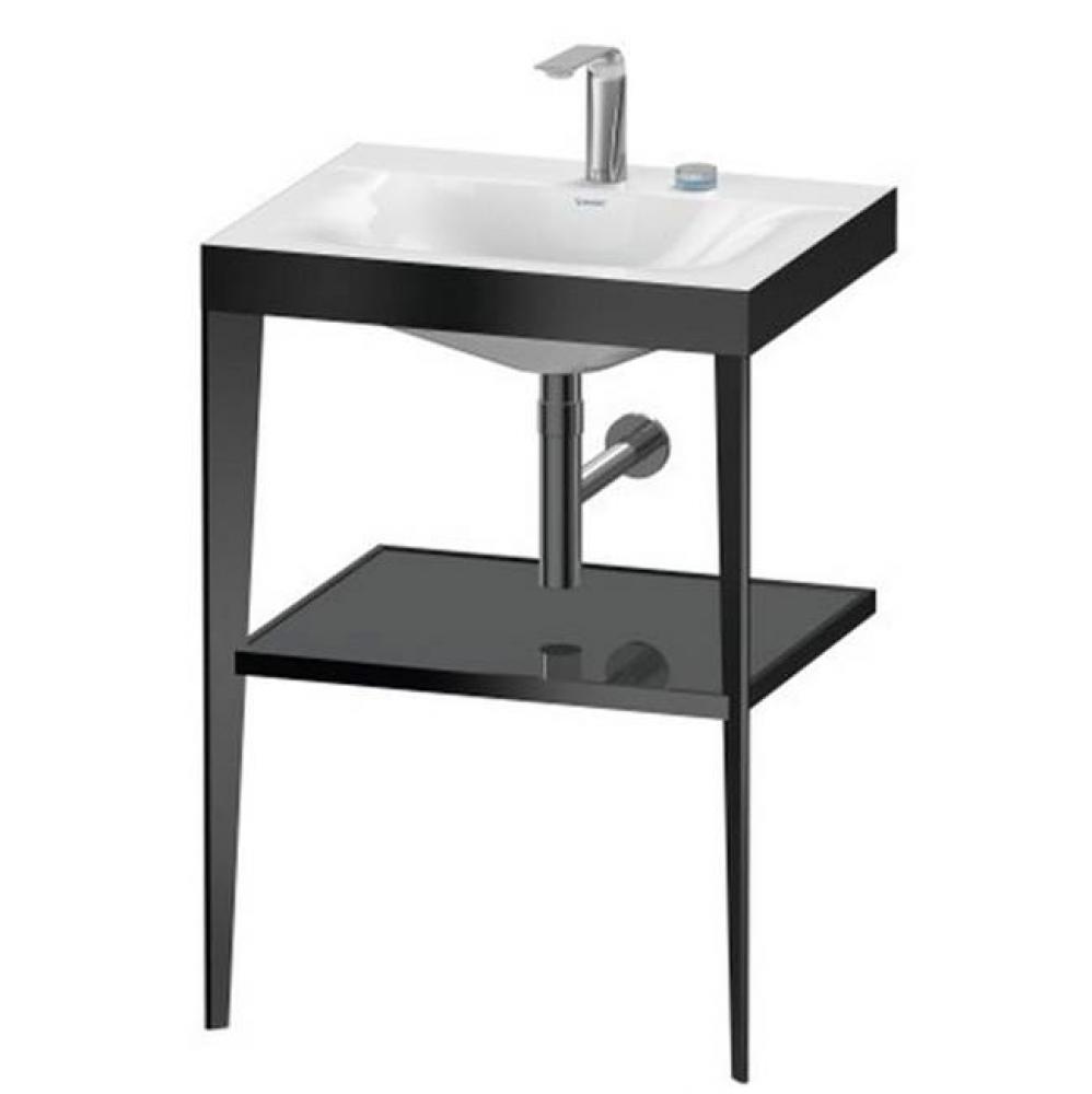 Duravit XViu C-Bonded Vanity Kit with Sink and Metal Console Flannel Gray|Black