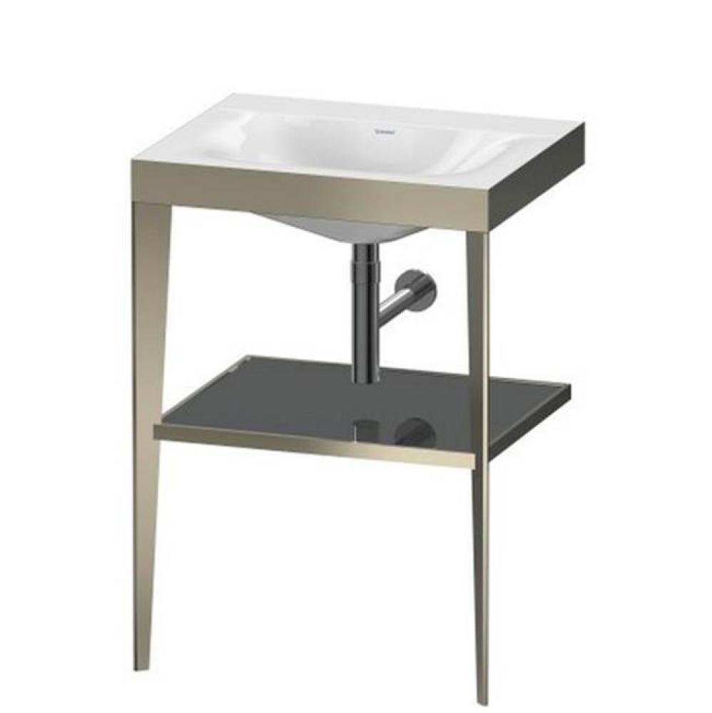 Duravit XViu C-Bonded Vanity Kit with Sink and Metal Console Flannel Gray|Champagne