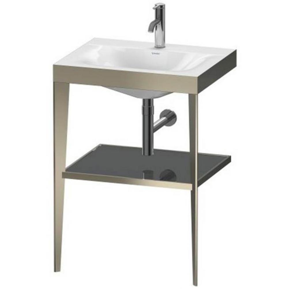 Duravit XViu C-Bonded Vanity Kit with Sink and Metal Console Flannel Gray|Champagne