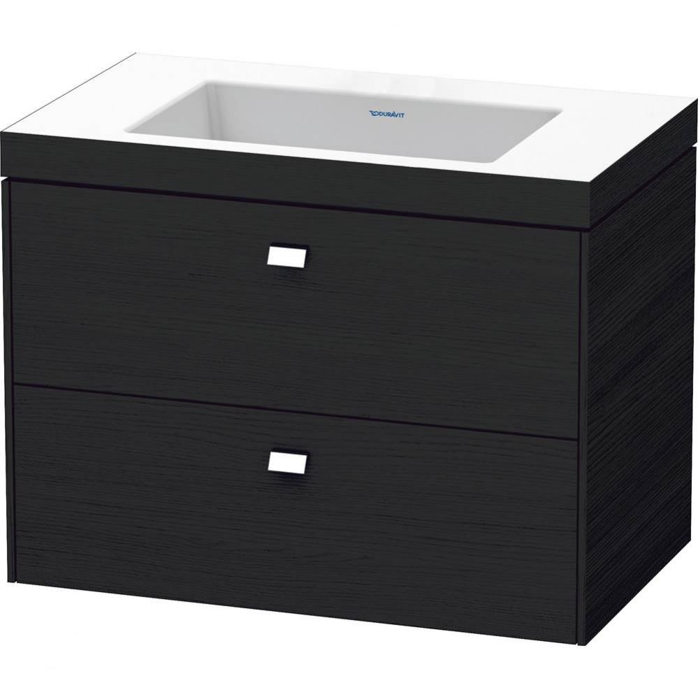 Brioso Two Drawer C-Bonded Wall-Mount Vanity Kit Oak Black