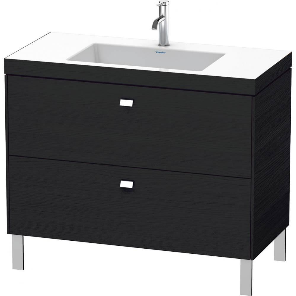 Brioso Two Drawer C-Bonded Floorstanding Vanity Kit Oak Black