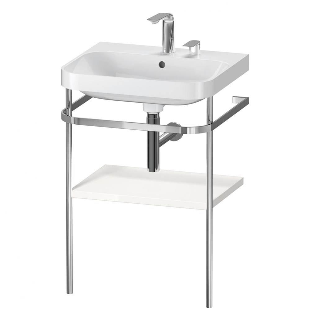 Happy D.2 Plus C-Shaped Vanity Kit with Sink and Metal Console White