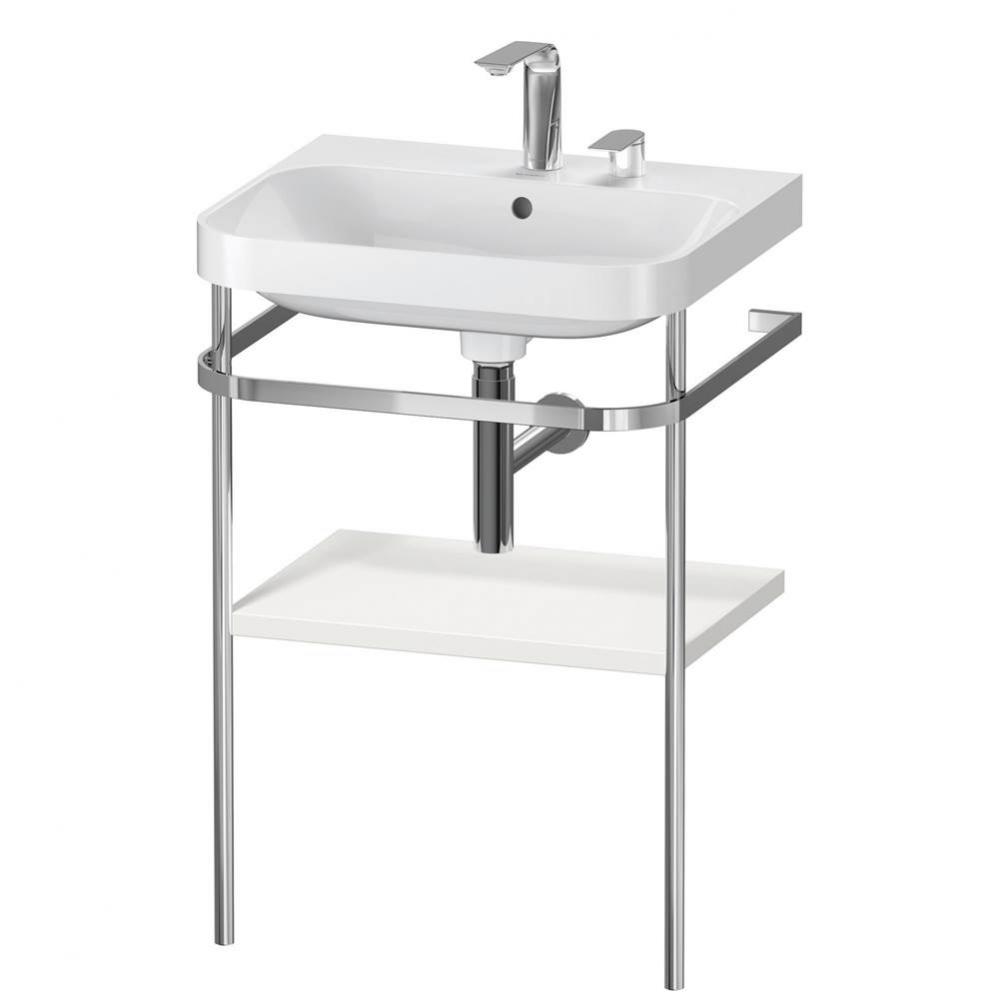 Happy D.2 Plus C-Shaped Vanity Kit with Sink and Metal Console Nordic White