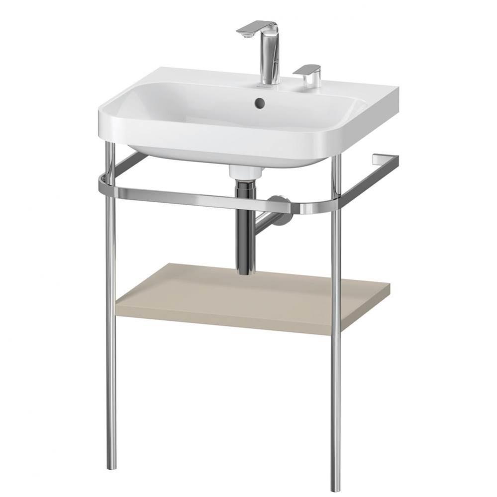 Happy D.2 Plus C-Shaped Vanity Kit with Sink and Metal Console Taupe