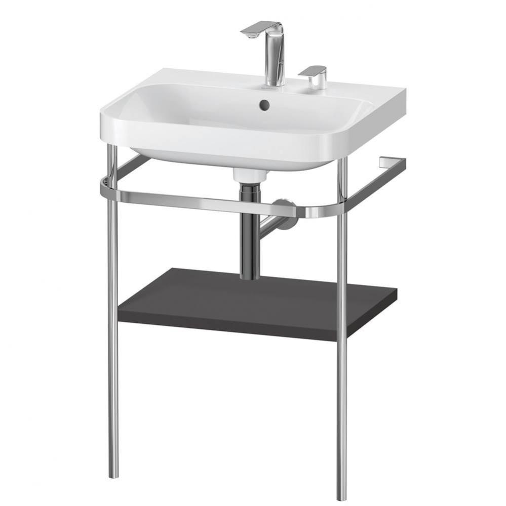 Happy D.2 Plus C-Shaped Vanity Kit with Sink and Metal Console Graphite