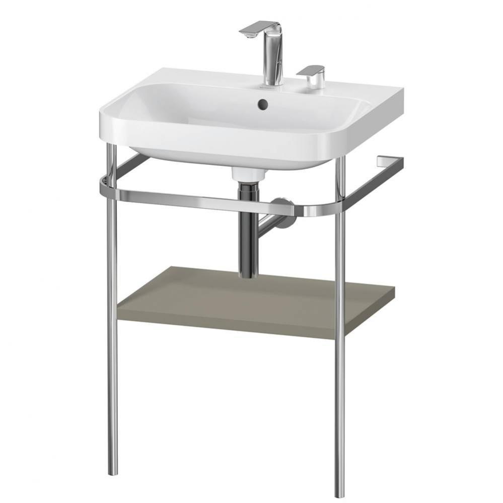 Happy D.2 Plus C-Shaped Vanity Kit with Sink and Metal Console Stone Gray