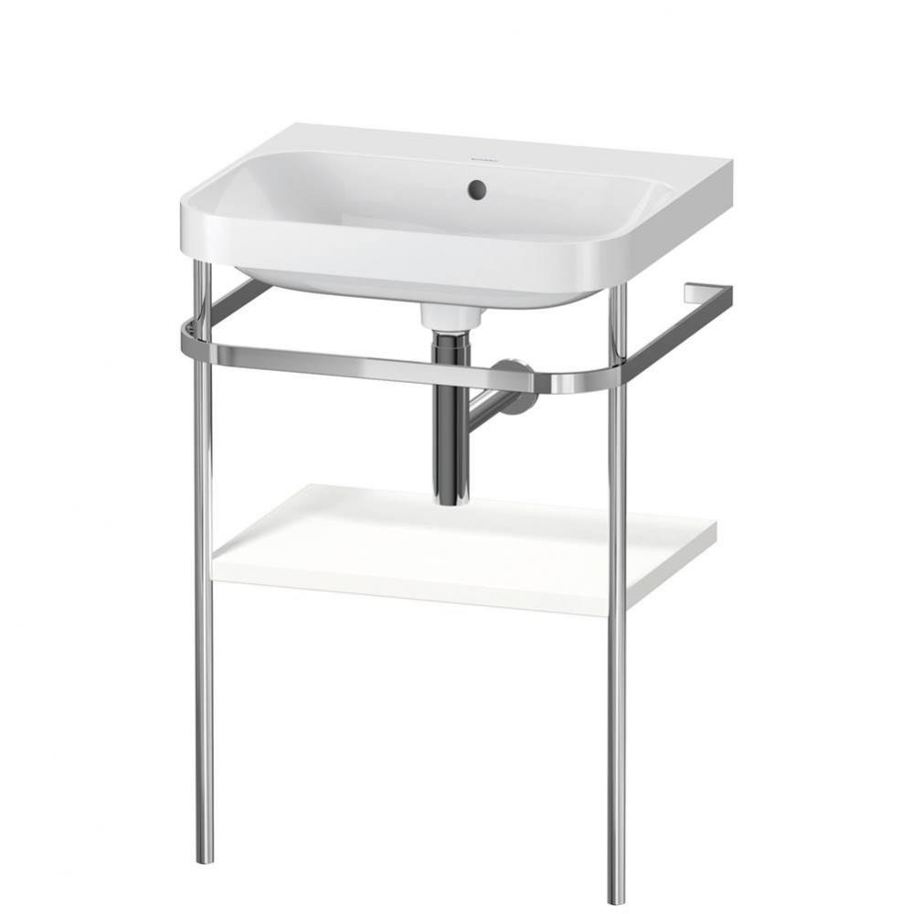 Happy D.2 Plus C-Shaped Vanity Kit with Sink and Metal Console White