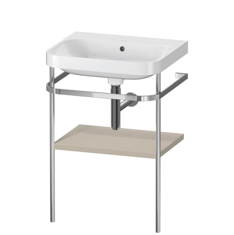 Happy D.2 Plus C-Shaped Vanity Kit with Sink and Metal Console Taupe