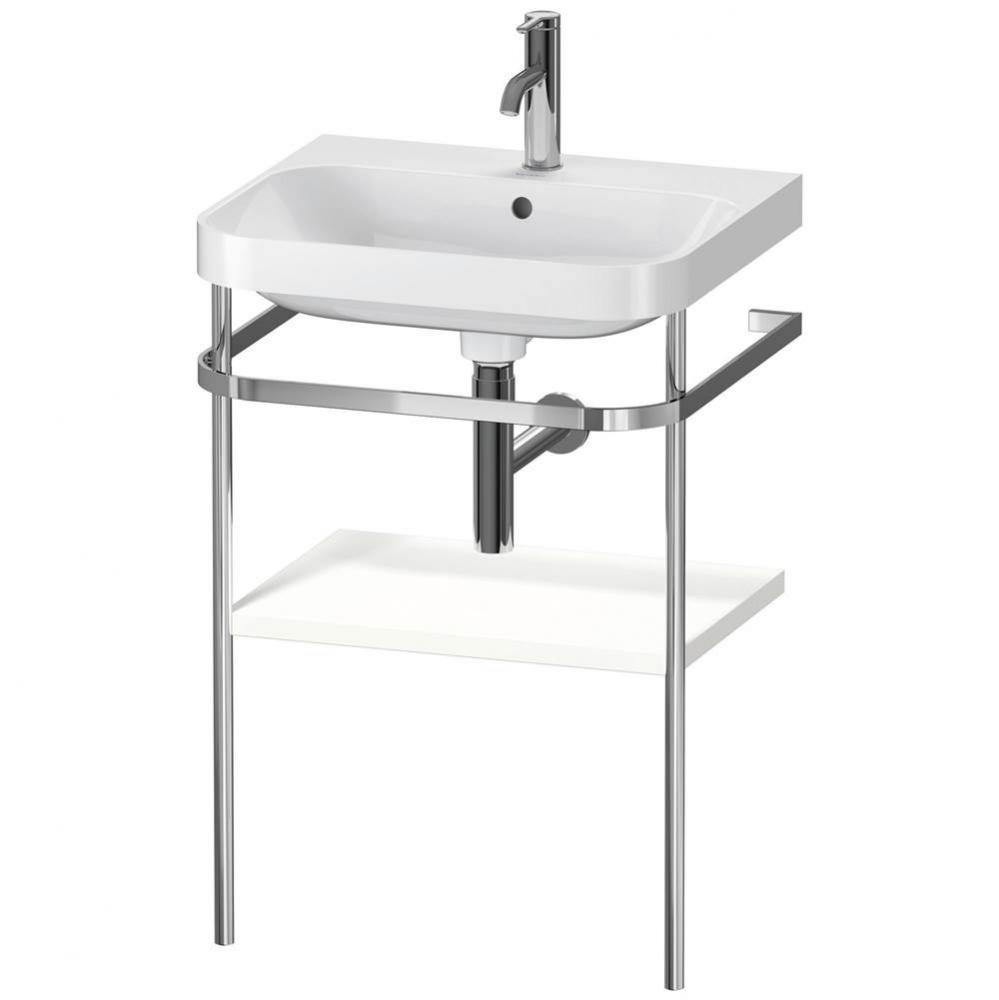 Happy D.2 Plus C-Shaped Vanity Kit with Sink and Metal Console White