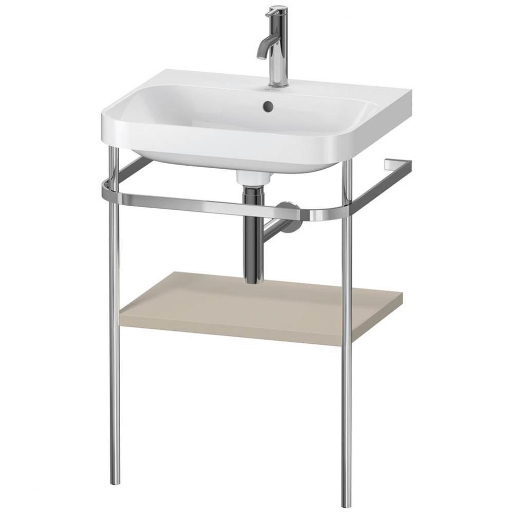 Happy D.2 Plus C-Shaped Vanity Kit with Sink and Metal Console Taupe