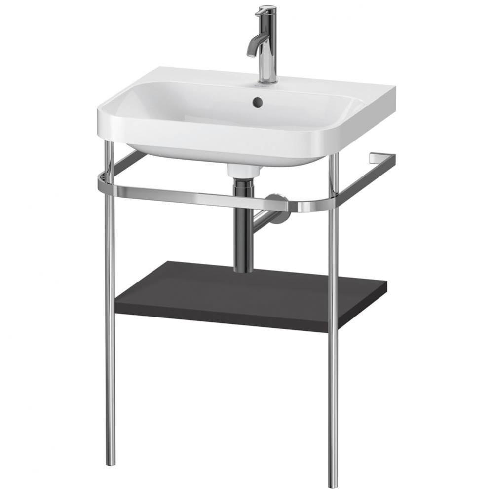 Happy D.2 Plus C-Shaped Vanity Kit with Sink and Metal Console Graphite