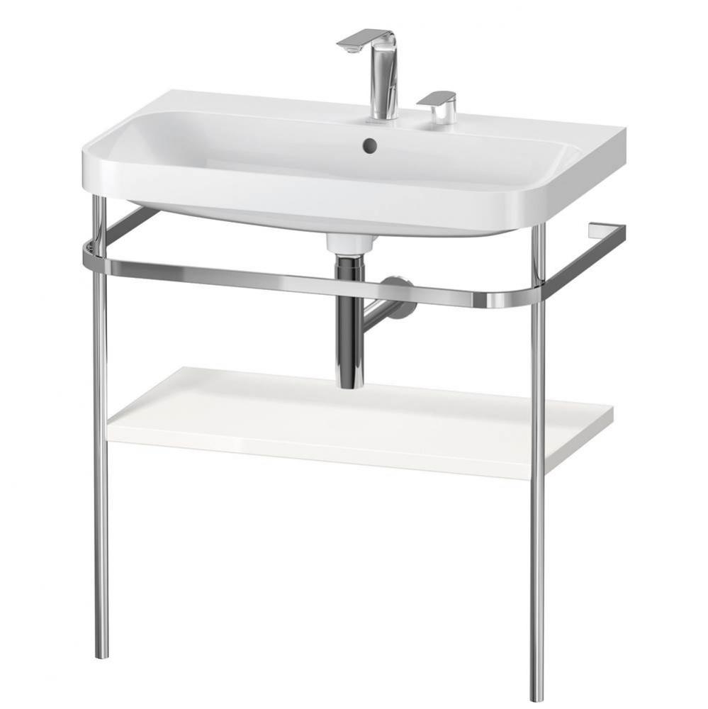 Happy D.2 Plus C-Shaped Vanity Kit with Sink and Metal Console White