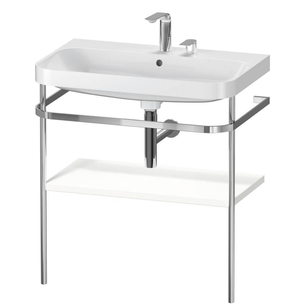 Happy D.2 Plus C-Shaped Vanity Kit with Sink and Metal Console White