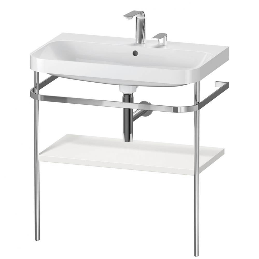 Happy D.2 Plus C-Shaped Vanity Kit with Sink and Metal Console Nordic White