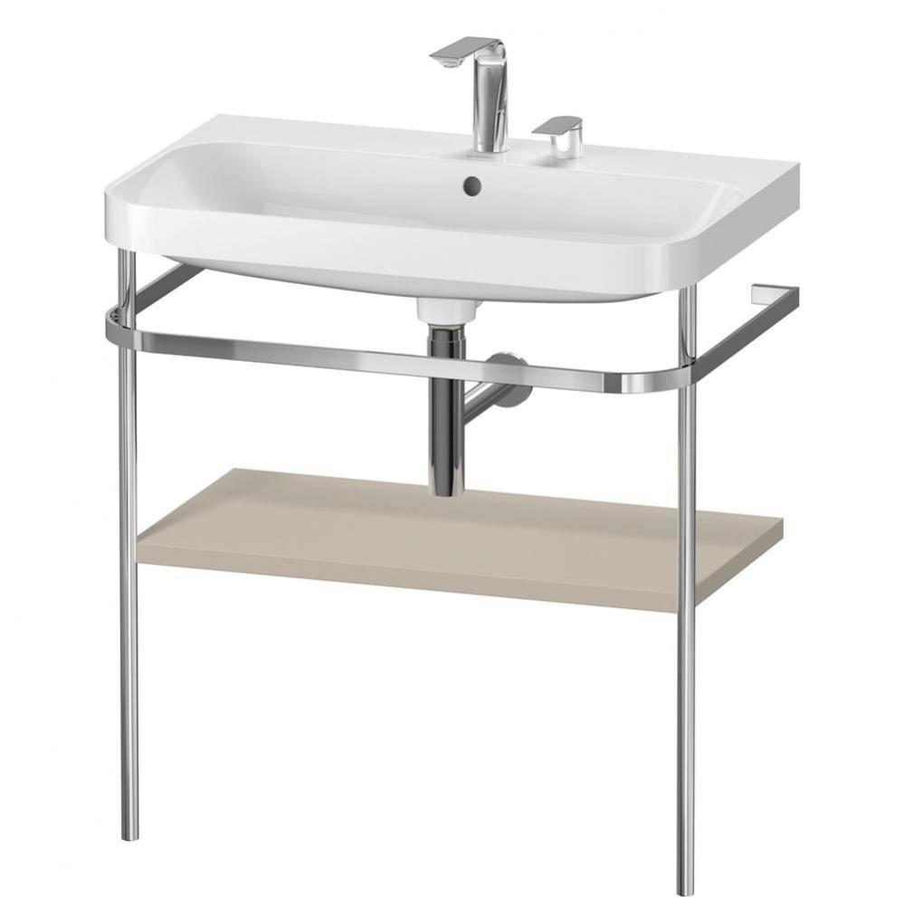 Happy D.2 Plus C-Shaped Vanity Kit with Sink and Metal Console Taupe