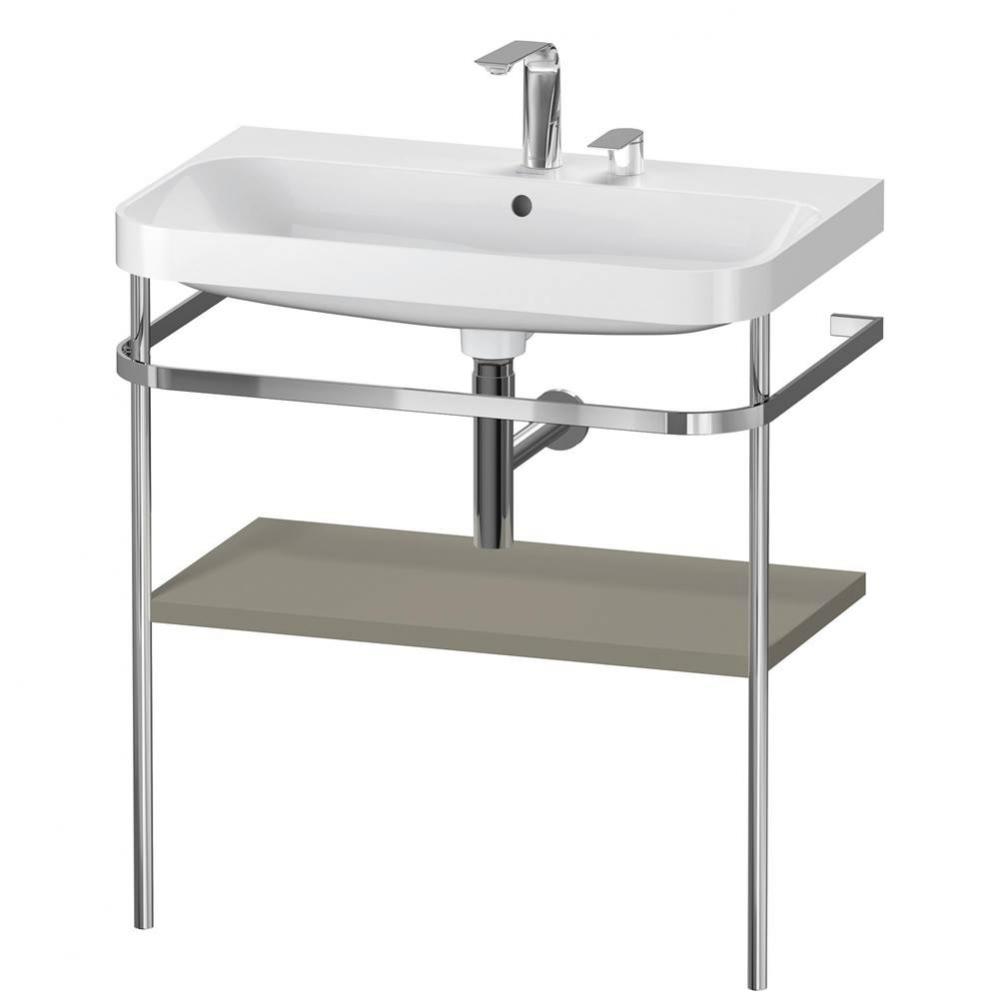 Happy D.2 Plus C-Shaped Vanity Kit with Sink and Metal Console Stone Gray