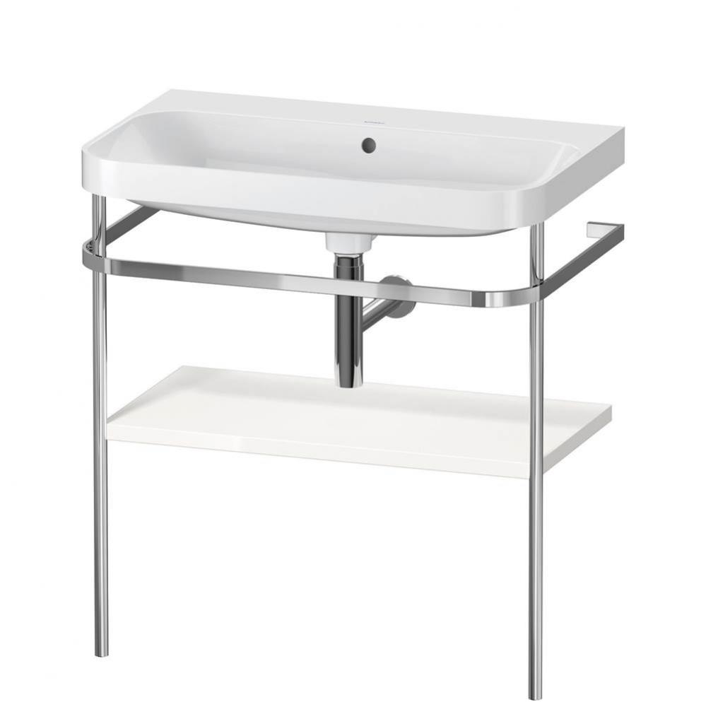 Happy D.2 Plus C-Shaped Vanity Kit with Sink and Metal Console White