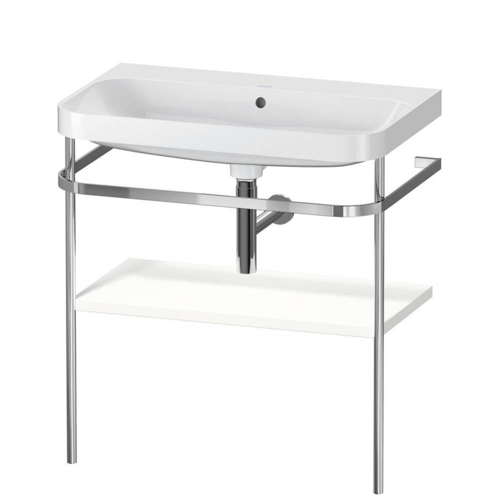 Happy D.2 Plus C-Shaped Vanity Kit with Sink and Metal Console White