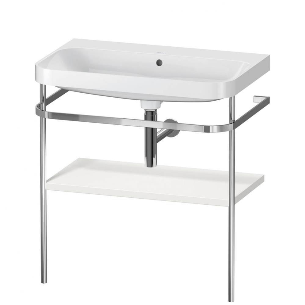 Happy D.2 Plus C-Shaped Vanity Kit with Sink and Metal Console Nordic White