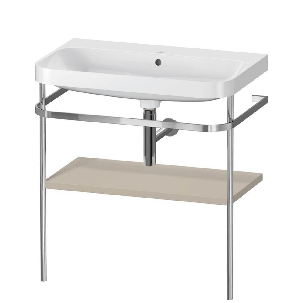 Happy D.2 Plus C-Shaped Vanity Kit with Sink and Metal Console Taupe