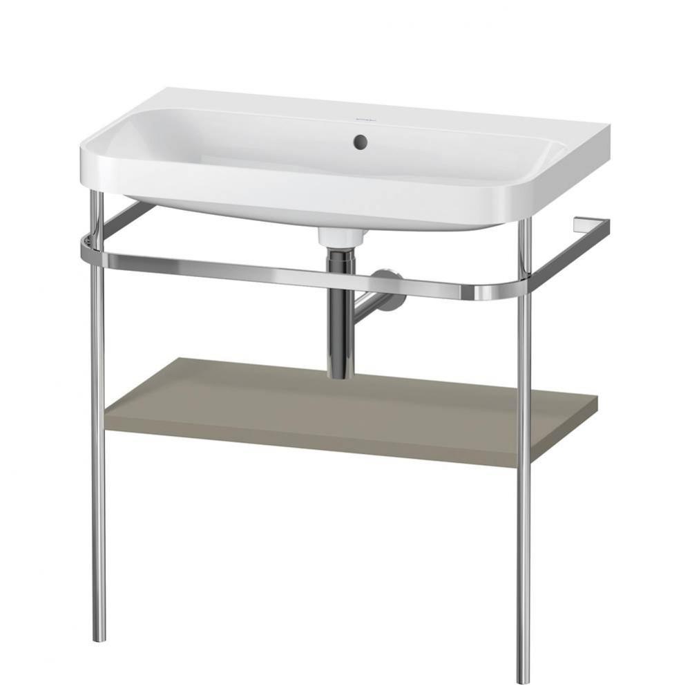 Happy D.2 Plus C-Shaped Vanity Kit with Sink and Metal Console Stone Gray