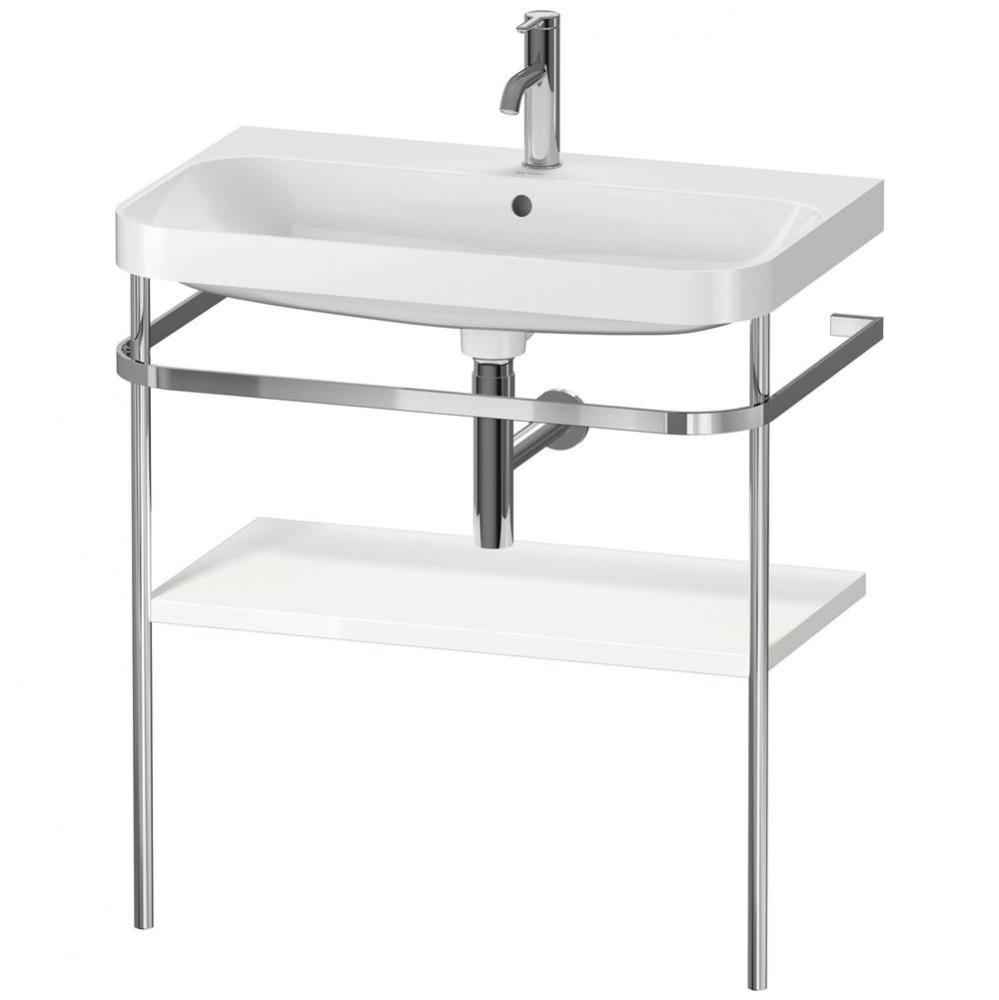 Happy D.2 Plus C-Shaped Vanity Kit with Sink and Metal Console White