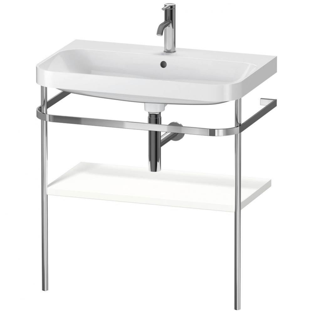 Happy D.2 Plus C-Shaped Vanity Kit with Sink and Metal Console White