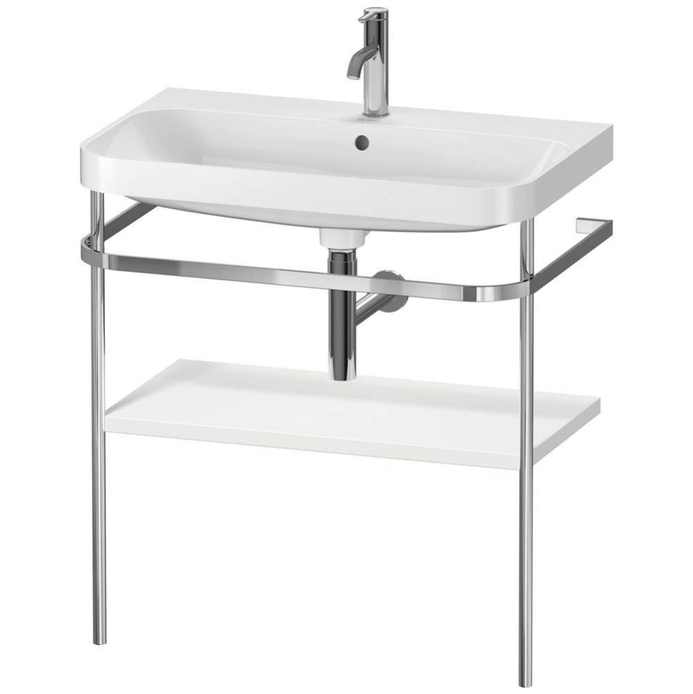 Happy D.2 Plus C-Shaped Vanity Kit with Sink and Metal Console Nordic White