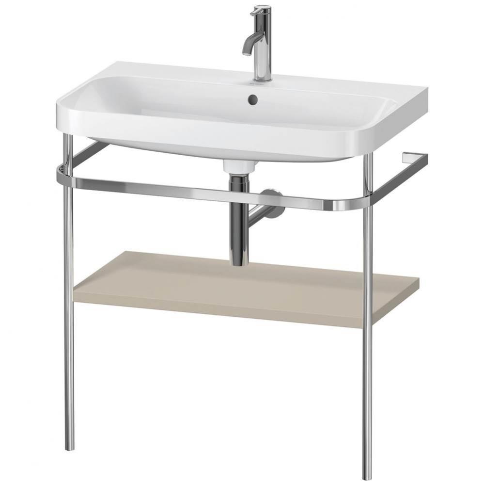 Happy D.2 Plus C-Shaped Vanity Kit with Sink and Metal Console Taupe