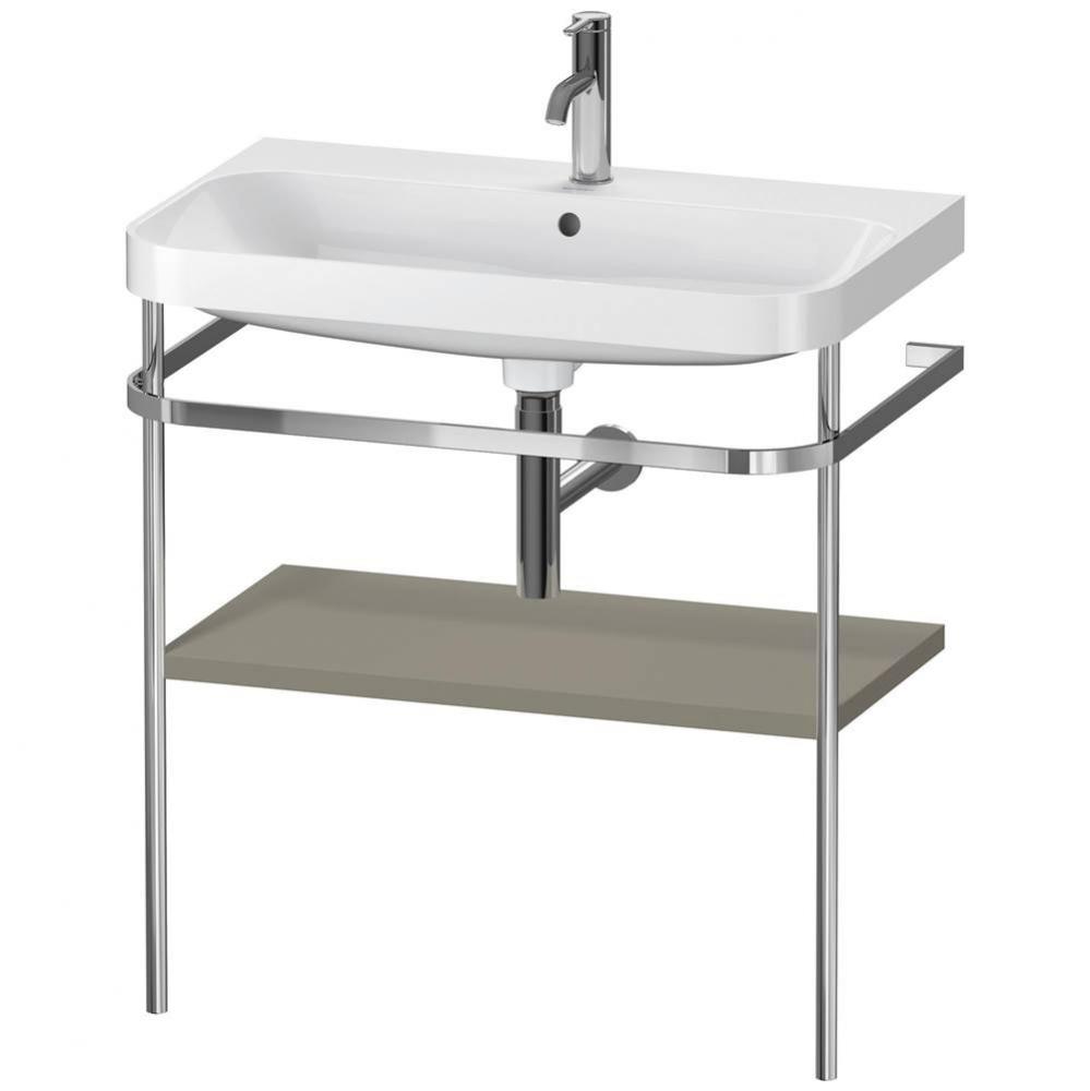 Happy D.2 Plus C-Shaped Vanity Kit with Sink and Metal Console Stone Gray