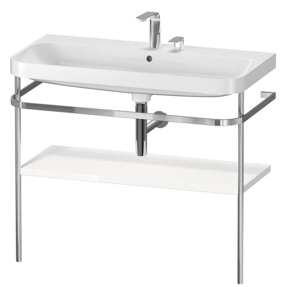 Happy D.2 Plus C-Shaped Vanity Kit with Sink and Metal Console White