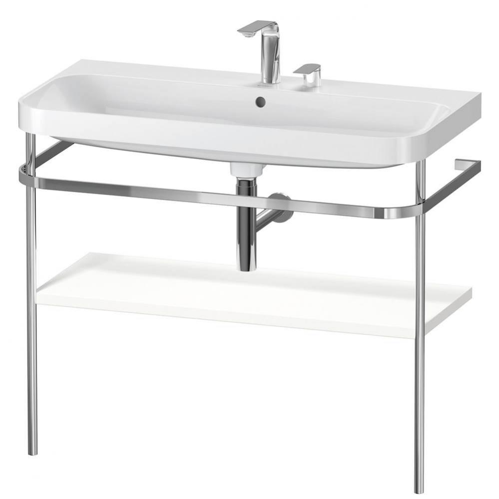 Happy D.2 Plus C-Shaped Vanity Kit with Sink and Metal Console White