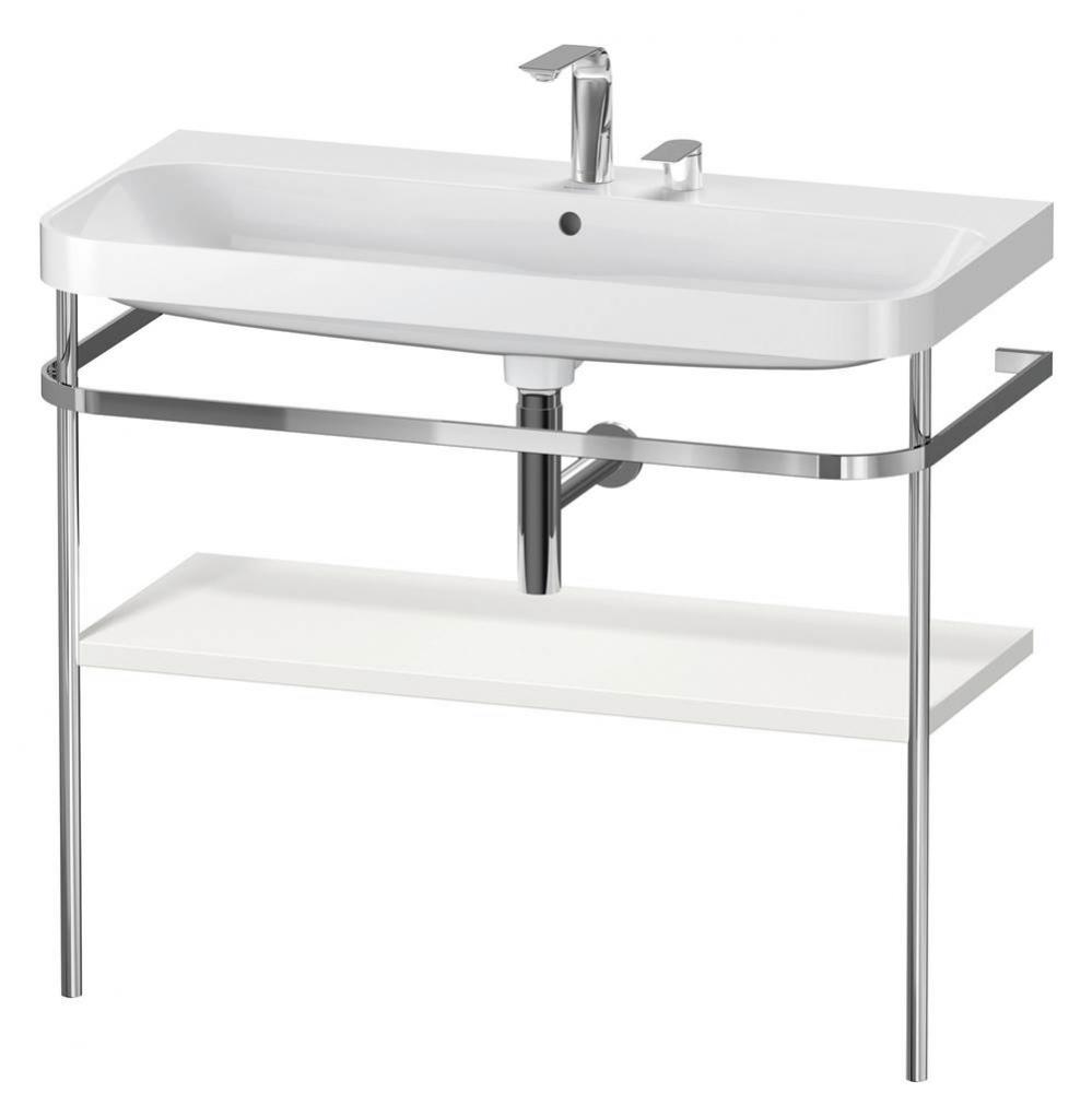 Happy D.2 Plus C-Shaped Vanity Kit with Sink and Metal Console Nordic White