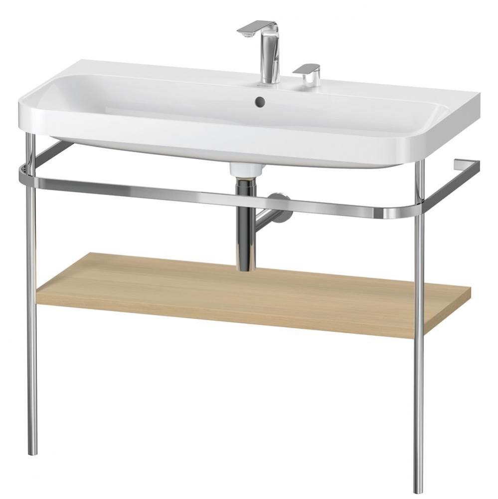 Happy D.2 Plus C-Shaped Vanity Kit with Sink and Metal Console Mediterranean Oak