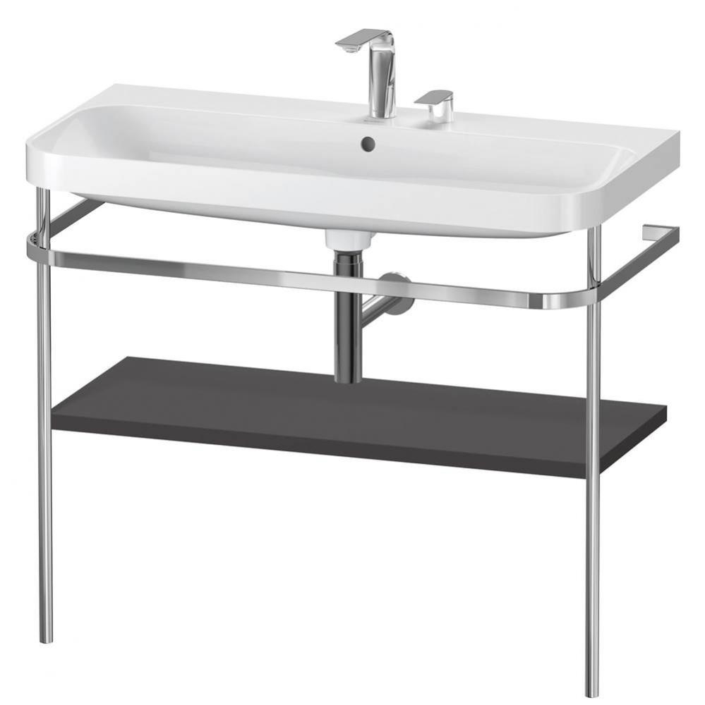 Happy D.2 Plus C-Shaped Vanity Kit with Sink and Metal Console Graphite