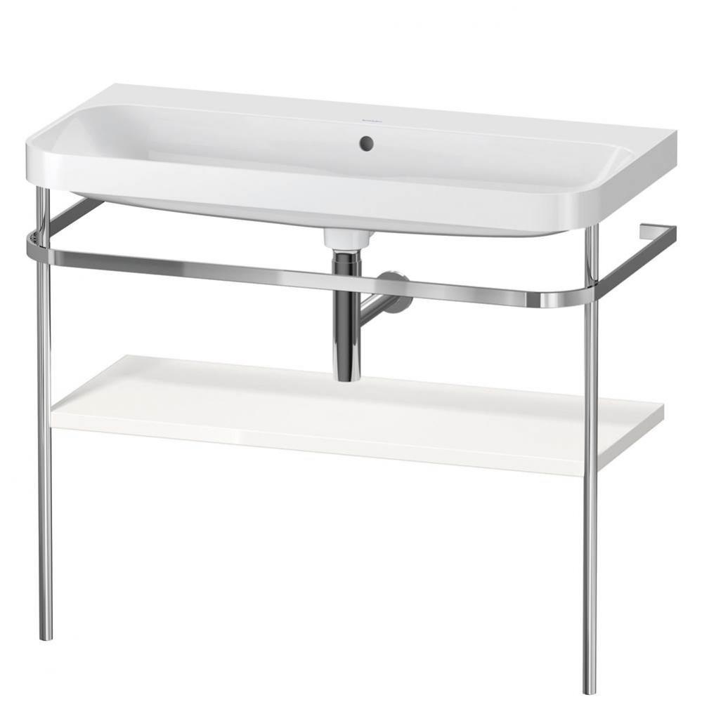 Happy D.2 Plus C-Shaped Vanity Kit with Sink and Metal Console White