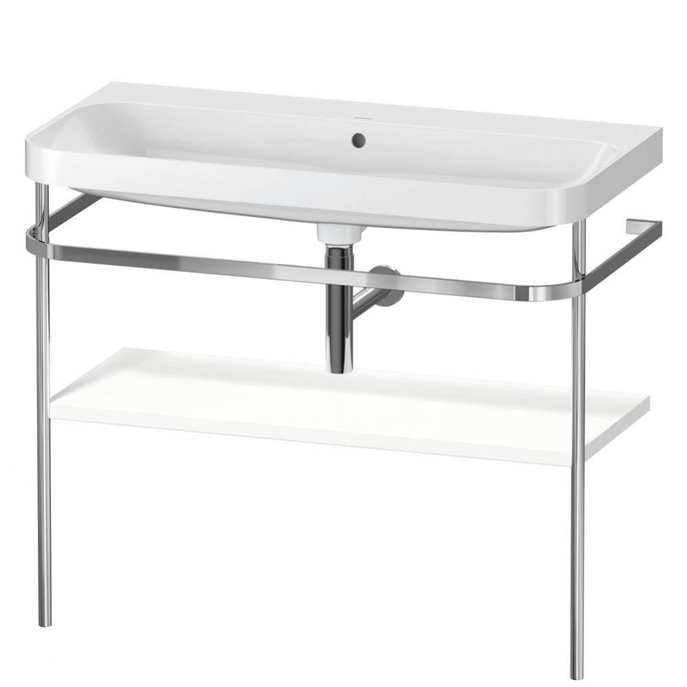 Happy D.2 Plus C-Shaped Vanity Kit with Sink and Metal Console White