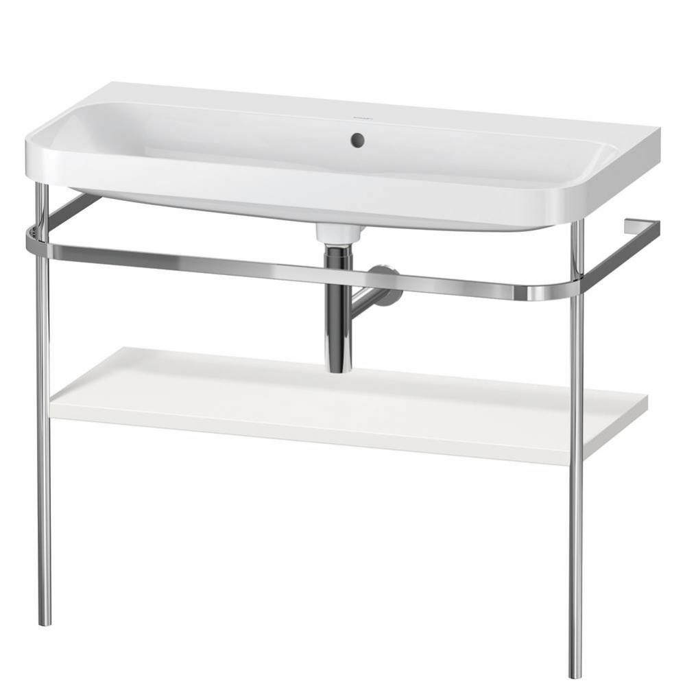 Happy D.2 Plus C-Shaped Vanity Kit with Sink and Metal Console Nordic White