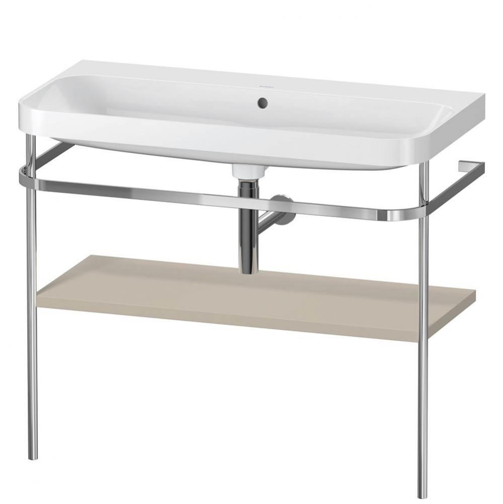 Happy D.2 Plus C-Shaped Vanity Kit with Sink and Metal Console Taupe