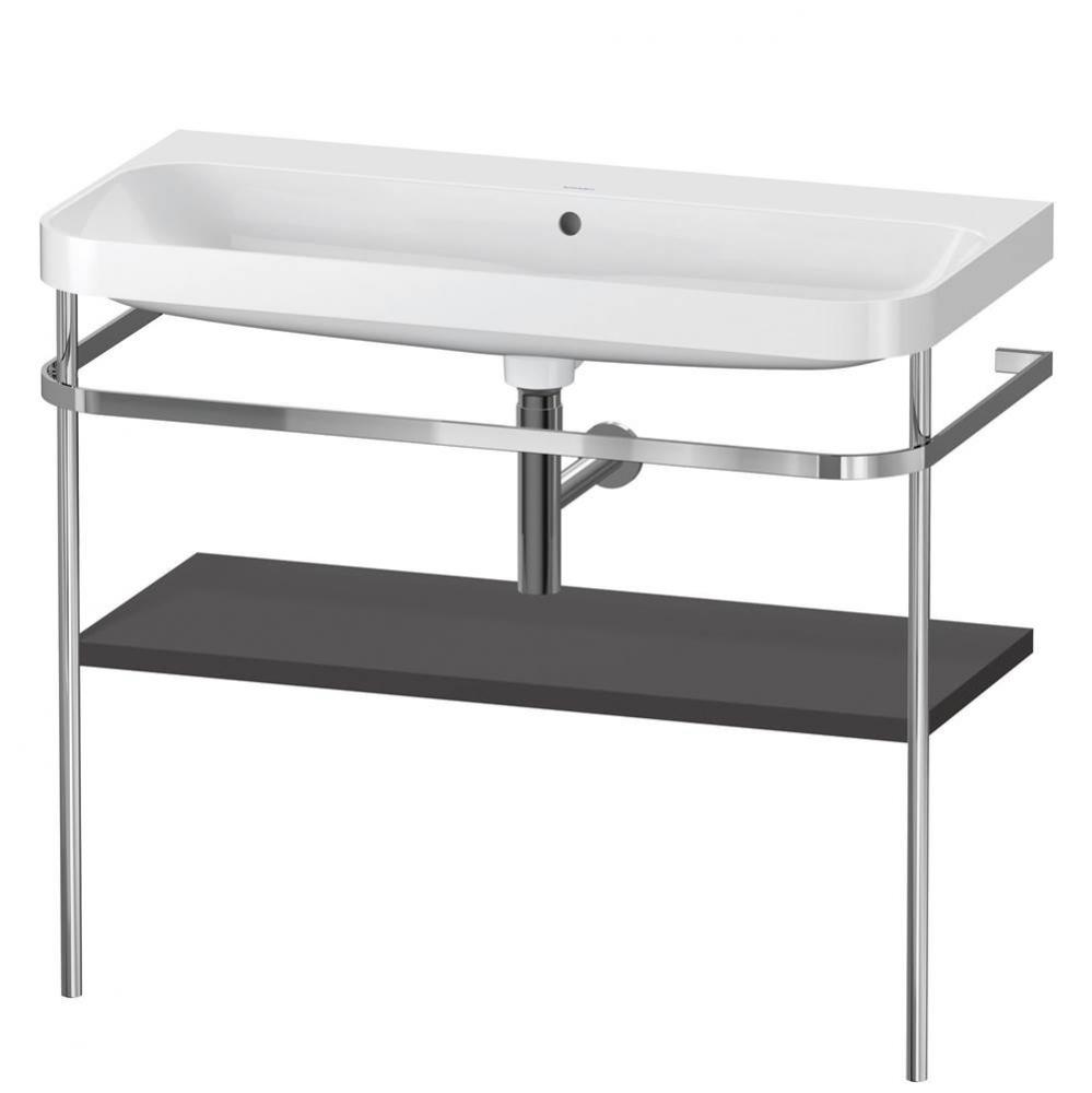 Happy D.2 Plus C-Shaped Vanity Kit with Sink and Metal Console Graphite