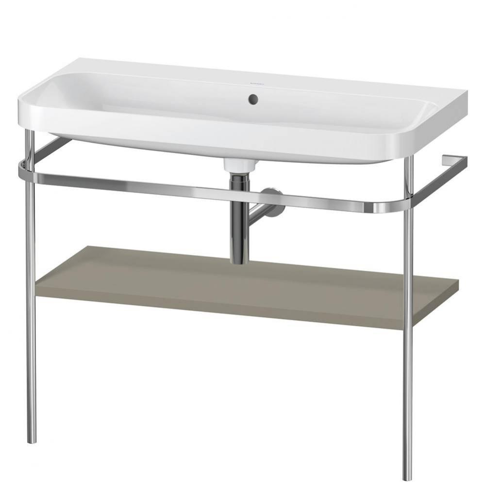 Happy D.2 Plus C-Shaped Vanity Kit with Sink and Metal Console Stone Gray