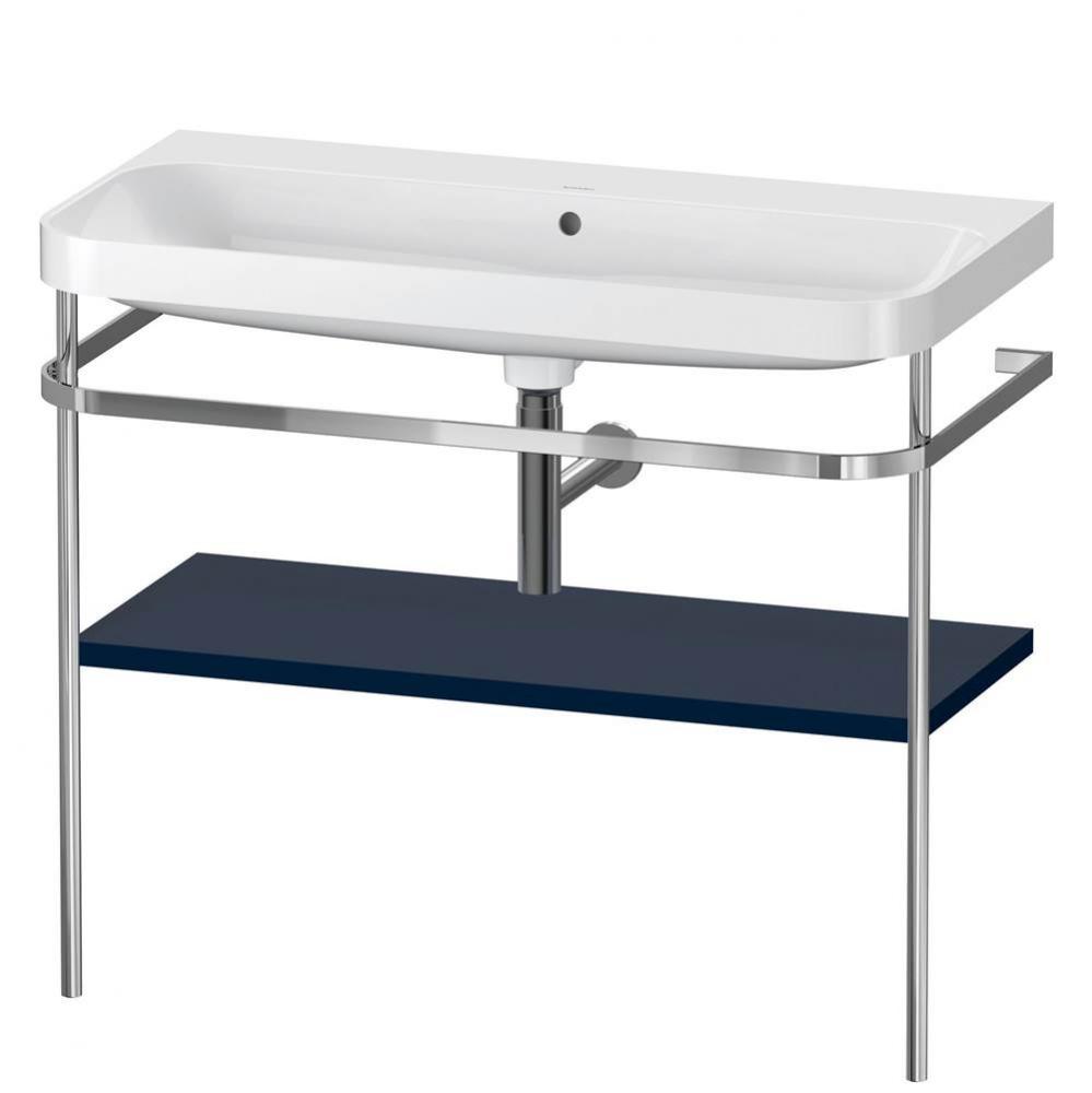 Happy D.2 Plus C-Shaped Vanity Kit with Sink and Metal Console Midnight Blue