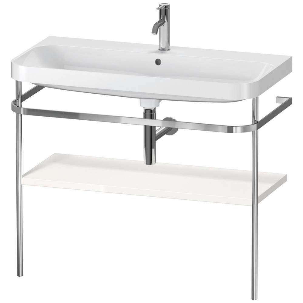 Happy D.2 Plus C-Shaped Vanity Kit with Sink and Metal Console White