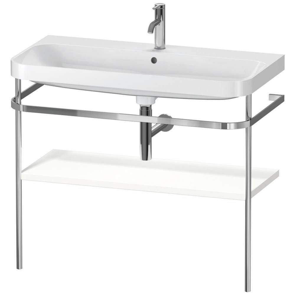 Happy D.2 Plus C-Shaped Vanity Kit with Sink and Metal Console White