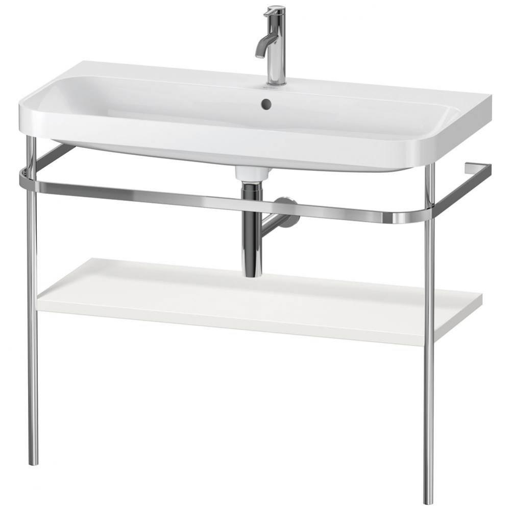 Happy D.2 Plus C-Shaped Vanity Kit with Sink and Metal Console Nordic White