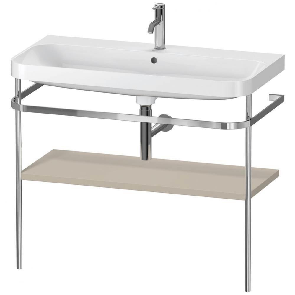 Happy D.2 Plus C-Shaped Vanity Kit with Sink and Metal Console Taupe